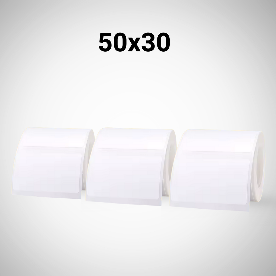 מדבקות לבנות מרובעות (50x30)